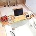 Produktbild Luxus Bambus Bathtub Tray Caddy-Adjustable Wooden Bath Reading Tray mit Verlängerung der Seiten, Tablet-Inhaber, Handy-Tray, Weinglas-Slot-Große Geschenkidee