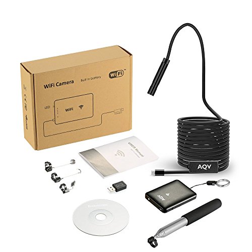 AQV Endoskop Kabelloses WiFi Endoskopkamera wasserdichte Inspektionskamera mit 2,0 Megapixel 720P HD halbsteife Kabel Boreskope Schlange kamera fÃ¼r Android und IOS Smartphone 5m