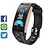 Price comparison product image Smart Activity Bracelet Orologio Fitness Activity Tracker Cardio Waterproof IP67 Smartwatch Cardiofrequenzymeter Polso Contapassi Pedometer for Women and Men for Android and iOS (Black)