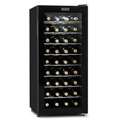 Klarstein Vivo Vino Cave à vin thermoélectrique (36 bouteilles, 118L, 8 étagères amovibles, température réglable, double porte en verre isolant)