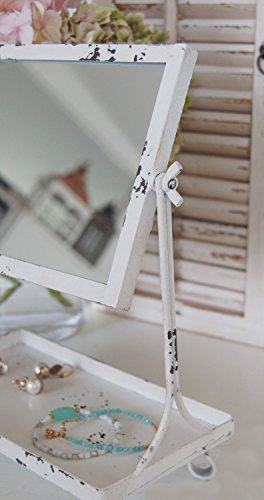 Landhaus Schminkspiegel MARIE im weißen, vintage Shabby Chic, Tischspiegel, Kosmetikspiegel - 3