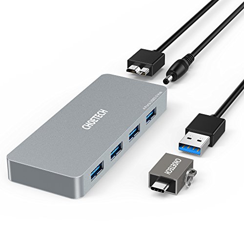 USB C Hub CHOETECH USB 3.0 4 Port Hubmit BC 1.2 Charging und USB C Adapter für USB Type C Geräte 2016/2017 MacBook Pro, MacBook 12”, MacBook Air und Andere