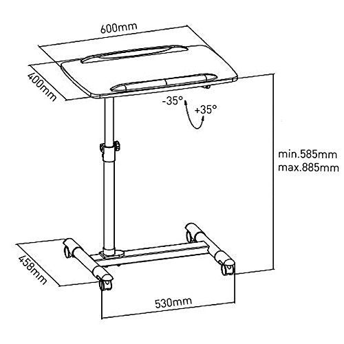 Maclean MC-671 Laptopständer Projektorständer Laptoptisch Notebookständer auf Rollen höhenverstellbar Halterung - 6