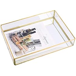 High Quality Bandejas Decorativas Bandeja de Almacenamiento de Vidrio, Bandeja de joyería chapada en Oro, Bandeja de Almacenamiento, decoración Moderna, Acabado de Escritorio