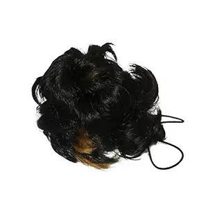 Rapidsflow Bun Maker/Bun Cover For Hair/Juda Accessories For Women (Black+Golden Highlights)