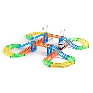 Takefuns DIY 3D Electric Rail Speed Car Train Model Track Racing Car Fun Assemble Toy Birthday Gift (88 PCS)