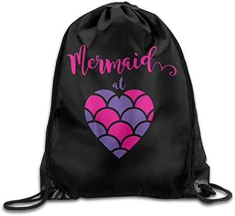 Yesliy Mermaid At Heart Drawstring Backpack Bag Beam Mouth Sports Sackpack Shoulder Bags For Men &amp; Women