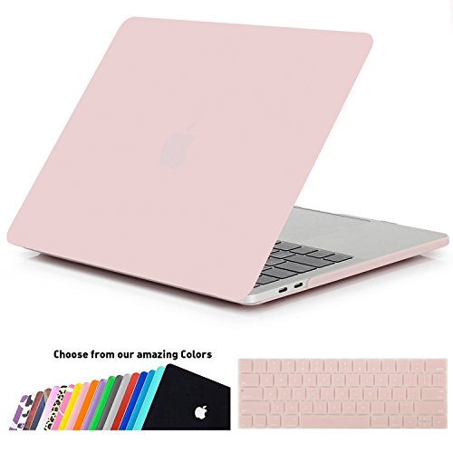MacBook Pro 13 Hülle 2016 Touch Bar, iNeseon Ultra Slim Plastik Hartschale Tasche Cover snap on Schutzhülle Schale mit US Rose Quartz und EU Transparent Silikon Tastatur-Abdeckung Schutzhülle für Neueste Apple MacBook Pro 13 Zoll mit Touch Bar A1706, Rose Quartz