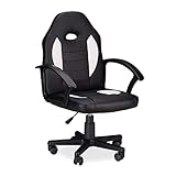Relaxdays 10022875_49 Chaise Gamer Professionnel Fauteuil Gaming Jeux vidéos XR7 120 kg Racing Bureau PC 360°C, Blanc, Bianco, 90 x 57 x 50 cm