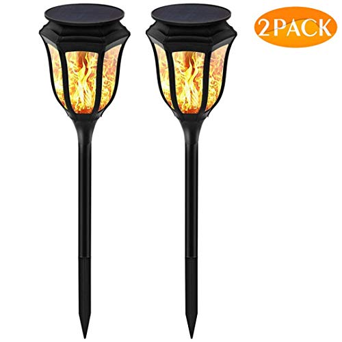 WEIAI Torcia solare Luce lampeggiante Illuminazione esterna Interruttore automatico Sicurezza impermeabile Luce stradale per giardino Cortile Ponte Lane Decorazione del paesaggio(2 Pack)