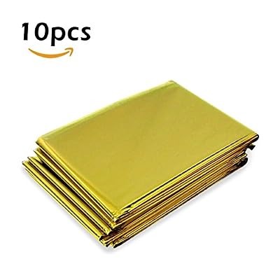 INFREECS Couverture de survie d'urgence, Infreecs Couverture de sauvetage Conserver la chaleur du corps, Imperméable Mylar Couvertures thermique pour randonnée, Kit de premiers secours Lot de 10（210 x 160cm）