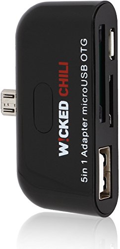 Wicked Chili 5in1 microUSB OTG Adapter mit Verlängerungskabel für Tablet / Smartphone (z.B. Tab S2, Xperia, SurfTab) – USB Host für Tastatur, Maus, Festplatte, Stick, micro USB, SD/MMC, Micro-SD - 8