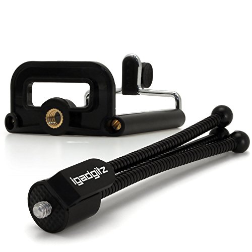 igadgitz Negro flexibles Mini Trípode de Mesa con Clip de bolsillo + Soporte Adaptador Standard para Smartphone