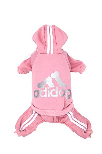 Dorapocket Adidog Pet Sports Clothes Hoodies Dog Cat 4 Legged Jacket for Cold Weather Warm,Pink L