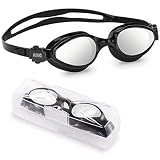  Aegend Gafas de natación Silicona líquida Transparente sin Fugas, antivaho, protección UV, triatlón, con Funda de protección para Adultos, Hombres, Mujeres, jóvenes y niños, 02-Silver Mirrored