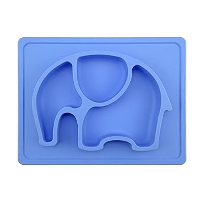 Silivo Kids Placemat & Divide Plate, Silicone No Mess Ens. La cuvette sectionnelle s'adapte à la plupart des plateaux de chaise haute. Idéal pour bébé Led Weaning (Bleu)