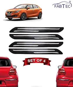 Fabtec Rubber Car Bumper Protector Guard with Chrome Strip for Maruti Baleno (Set of 4) Black (Design-Double Chrome)