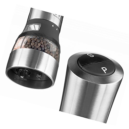 MagiDeal Salz und Pfeffermühle, Elektrische Gewürzmühle aus Edelstahl - 5