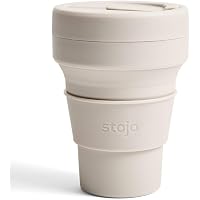 Tasse à Café Pliable Stojo Biggie 473 Ml | Silicone, Portable, Passe Lave-vaisselle, Couleur Avoine
