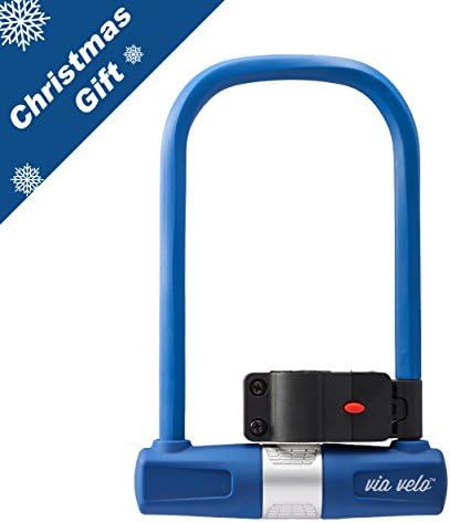Bike U Lock - Via Velo Heavy Duty Bike U-Lock, 15mm Shackle with Mounting Bracket For Road Bike Mountain Bike Electric Bike Folding Bike, Great Bike Safety Tool