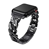 Modaworld Uhrenarmbänder für Apple Watch Series 1/2/3 42mm Ersatband, Classic Metallkette Uhrenarmband Kristall Armband