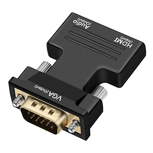 ONCHOICE( HDMI Buchse auf VGA Stecker ) 1080P HDMI zu VGA Konverter Adapter Box Audio Port VGA Verlängerungskabel Mini USB Energien Kabel 3,5 mm Audio Kabel Schwarz
