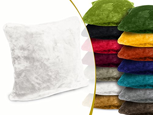 Cashmerefeeling-Superior-Kissenhülle - 14 exklusive Farben - 1 Komfortgröße - traumhaft kuschelwarm & -weich, 50 x 50 cm, weiß