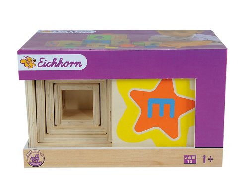 Eichhorn 100002085 – Steckwürfel-Steckturm – 10 teilig – 5 Würfel zum Stapeln – mit 5 Steckteilen – 47cm - 3