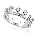 JaneDream Women Silver Plated Gorgeous CZ Crystal Rhinestone Princess Queen Crown Wedding Ring (Silver&Size O)