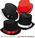 Produktbild Gentleman Zylinder Herrenhut Edelzylinder Topper Kopfbedeckung Bräutigam Jungeselle Ehrenmann sortierte Farben und Größen Satinoptik Mottoparty Party (57, schwarz/rot)