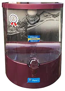 OZEAN Pure+ 10 LTR 5 Stage Electric RO Water Purifier with Full Kit, Black (Cherry)
