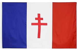 Hollylife Drapeau France Libre 1940-1944 150 x 90 cm Drapeau Francais avec 2 œillets Métalliques Grand Drapeau France Flag Fanion Tissue Parfait Pour Festivals Manif Decoration Extérieur Jardin
