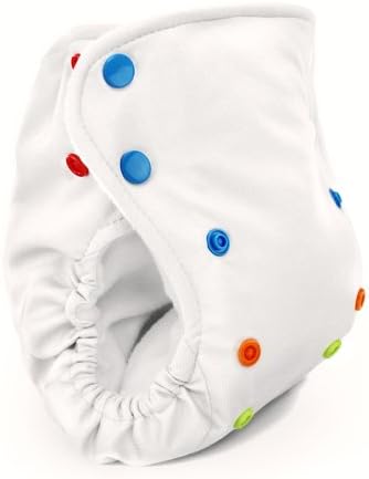 Baby Kicks 794504456226 Basic One Size Pocket Nappy Snap Closure White For Babies Weighing approximately 3-18 kg