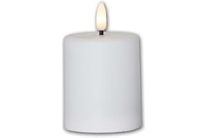 LED utomhusljus "PAULA", minnesljus av vit plast, varmvit ljusfärg, höjd 10 cm, diameter 6,1 cm, timer & skymningssensor