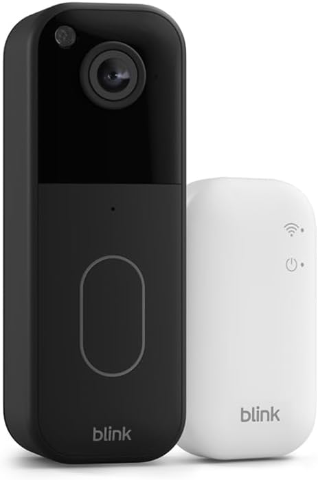 Sonnette vidéo Blink - Vidéo HD en plan moyen, durée de vie des piles de deux ans, configuration simple, IP65 - Module de synchronisation de base inclus - Noir