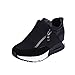 Produktbild Qmber Unisex Damen Laufschuhe Schnür Sneaker Sport Fitness Turnschuhe Platform Sneaker Unisex Erwachsene Rebound Street Hohe Sneaker Innerhalb erhöhen Dicke Sohle Reißverschluss/Black,42