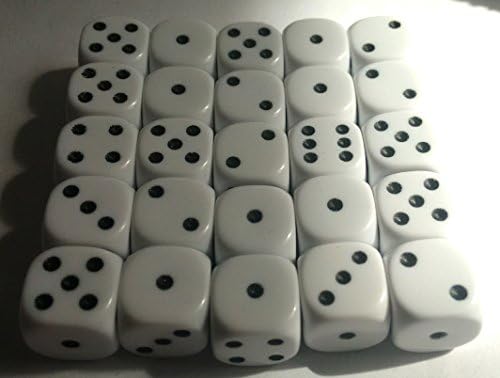 White 12mm D6 Opaque x25 Dice