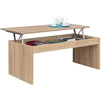 NeuTone Couchtisch mit Klappfunktion Hubtisch Holz Couchtisch mit