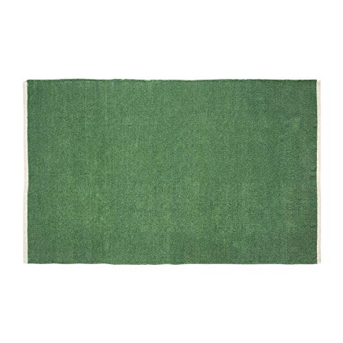 Homescapes Dark Olive Green Rug 100 Cotton Plain Modern Reversible