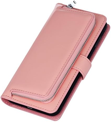 iPhone 7 Plus Case,iPhone 7 Plus Case Zipper,Aomo iPhone 7 Plus Leather Wallet Case Plain Weave Zipper Protective Cover for Apple iPhone 7 Plus 2016(5.5-inch)Case with Card Slots(Pink)