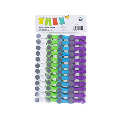 48 Wäscheklammern Soft Grip Softgrip Soft Touch Softtouch 4-farbig weiß blau grün lila - 4