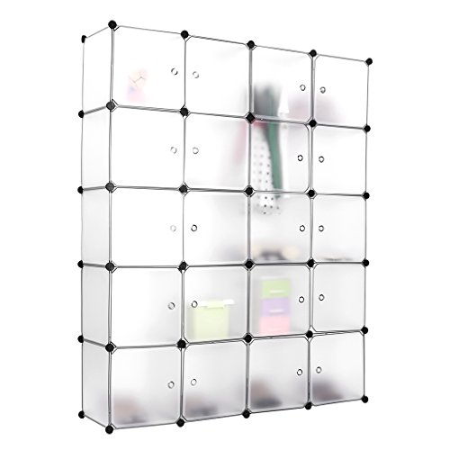 LANGRIA Stufenregal 20-Kubus Regalsystem Lagerregal Kleiderschrank Garderobe mit Transluzenten Platten für Kleidung, Schuhe, Spielzeug und Bücher - 3