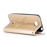 BONROY® Huawei Y5C Hülle ,Maple Leaf Prägemuster Folio Schutzhülle Tasche PU Leder Schale Tasche Magnet Silikon Back Cover Etui Standfunktion Handytasche Slim-Schutzhülle Mit Karten /Geldscheinfach Handy Etui Flip Tasche Für Huawei Y5C - 