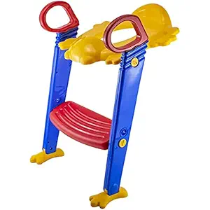 ARURA (LABEL) Potty Toilet Seat with Step Stool ladder Trainer for Kids Toddlers with Handles (Multi Color)