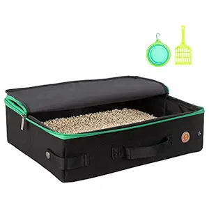 petisfam Portable Cat Travel Litter Box for Medium Cats and Kitty with 1 Collapsible Bowl and 1 Litter Scoop