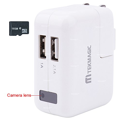 TEKMAGIC 8GB C&aacute;mara Esp&iacute;a 1920X1080P HD Cargador de Tel&eacute;fono USB Adaptador Cargador Mini Detecci&oacute;n de Movimiento Grabadora de V&iacute;deo