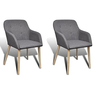vidaXL Set de 2 chaises gondole avec accoudoir en chêne tissu gris foncé