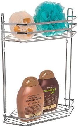 LIVIVO ® Chrome Bathroom Shower Caddy - Sleek Organiser Rack Design with a Stunning Chrome Finish - Choose from 2 Tier or 3 Tier Shelved Corner Wall Mounted or 3 Tier Over the Door Hanging Shelf Designs – Great Additional Storage Basket for Shampoo, Soap, Shower Gel, Sponges etc (2 Tier Wall Mounted Corner Shelves)