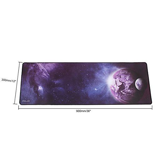 Elzo Mauspad Extra Groß Gaming Mouse Mat Geeignet für Tastatur und Maus Rutschfester Gummibestand Mousepad Mousepad mit strukturierter Oberfläche und genähten Rändern 90 x 30 x 0.4cm (XXL, Planet) - 2