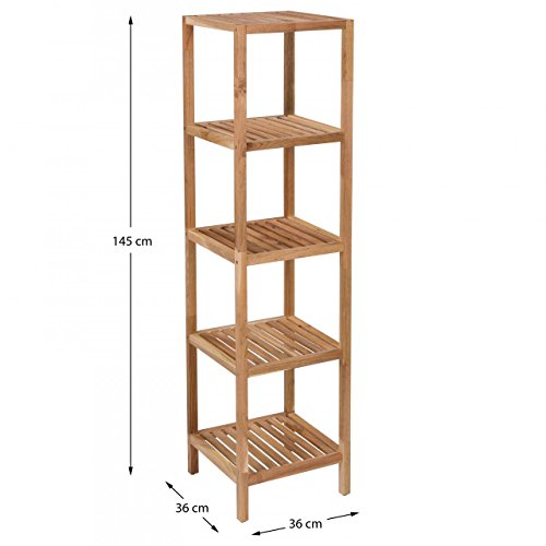 Badregal Holz Badezimmerregal Haushaltsregal Standregal Regal Bad Holzregal 4 Regalböden - 7